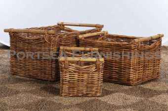 Rectangle storage basket with rattan handle